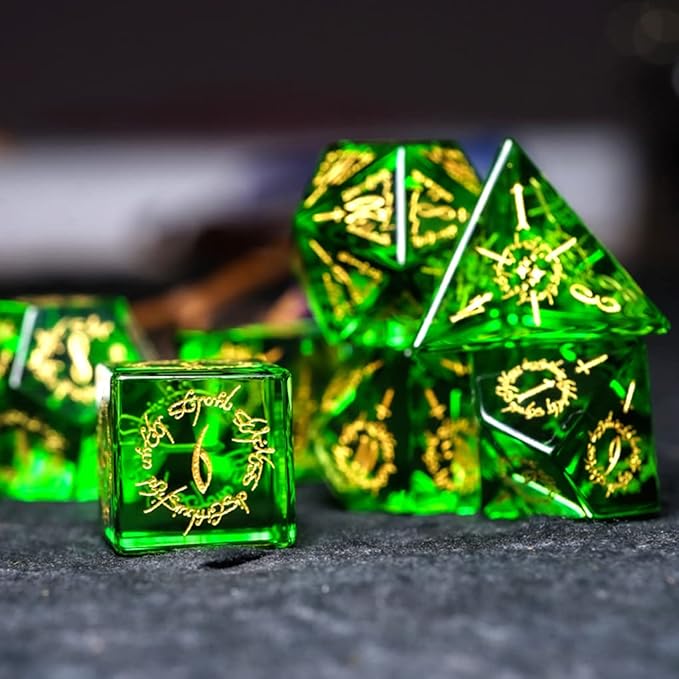 Green Peridot Dice Set
